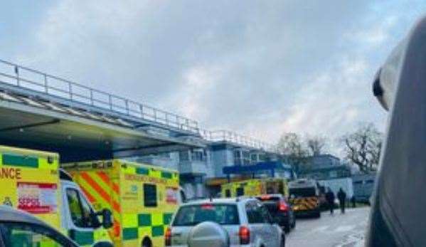 Ambulances outside West Suffolk Hospital on January 2 - the day before BMA strike action started. Picture: Submitted