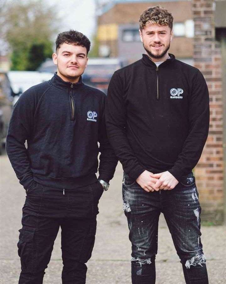 Oli Norman (left) and Brodie Nurse (right) of On Point Barbers. Picture On Point Barbers