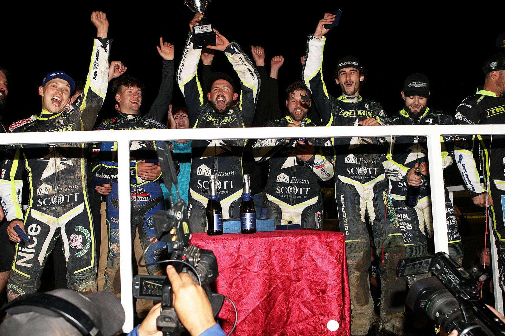 Ipswich Witches skipper Danny King lifts high the KO Cup after victory over Sheffield last week. Now, the Witches go in search of play-off glory as Belle Vue come to Foxhall this Thursday Picture: Phil Hilton