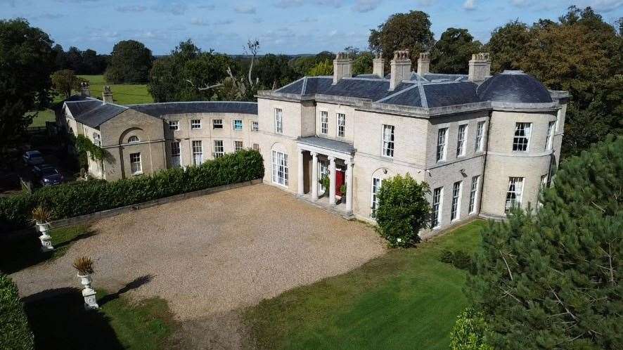 An aerial view of Ashmans Hall, in Bungay Road, Beccles, on the market for £1.3m by Auction House East Anglia. Picture: Auction House East Anglia.