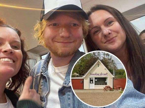 Ed Sheeran at Stowupland Fish and Chip Shop. Picture: Google and Stefanie Marie