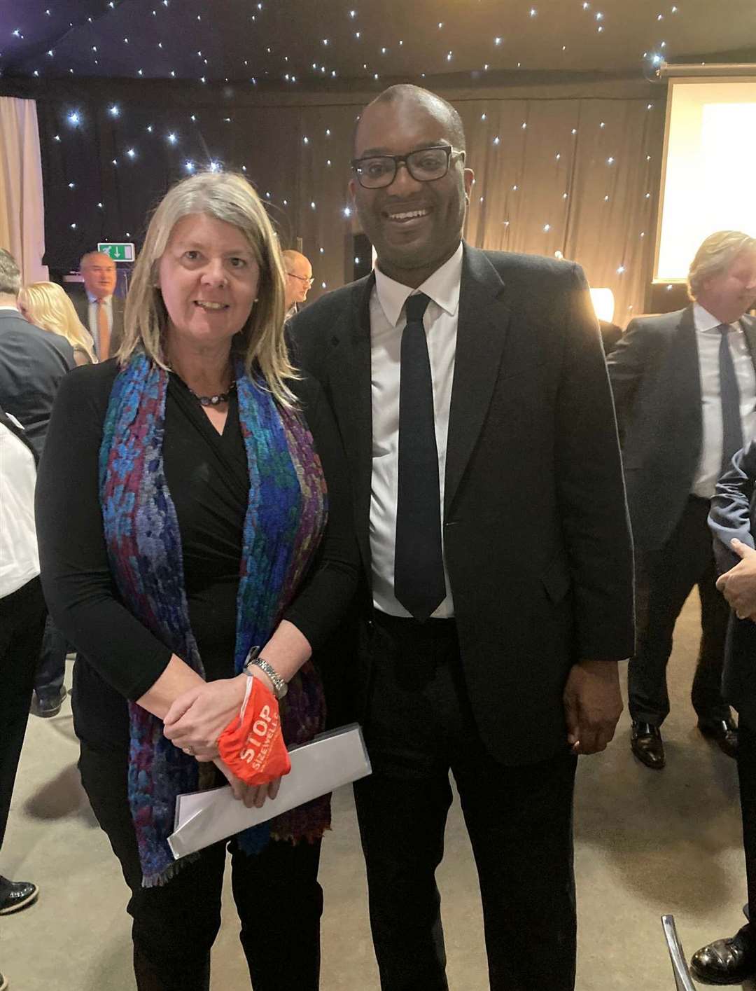 Alison Downes, executive director of the Stop Sizewell campaign, with Kwasi Kwarteng, previously Secretary of State for Business, Energy and Industrial Strategy, taken in November 2021. Picture submitted