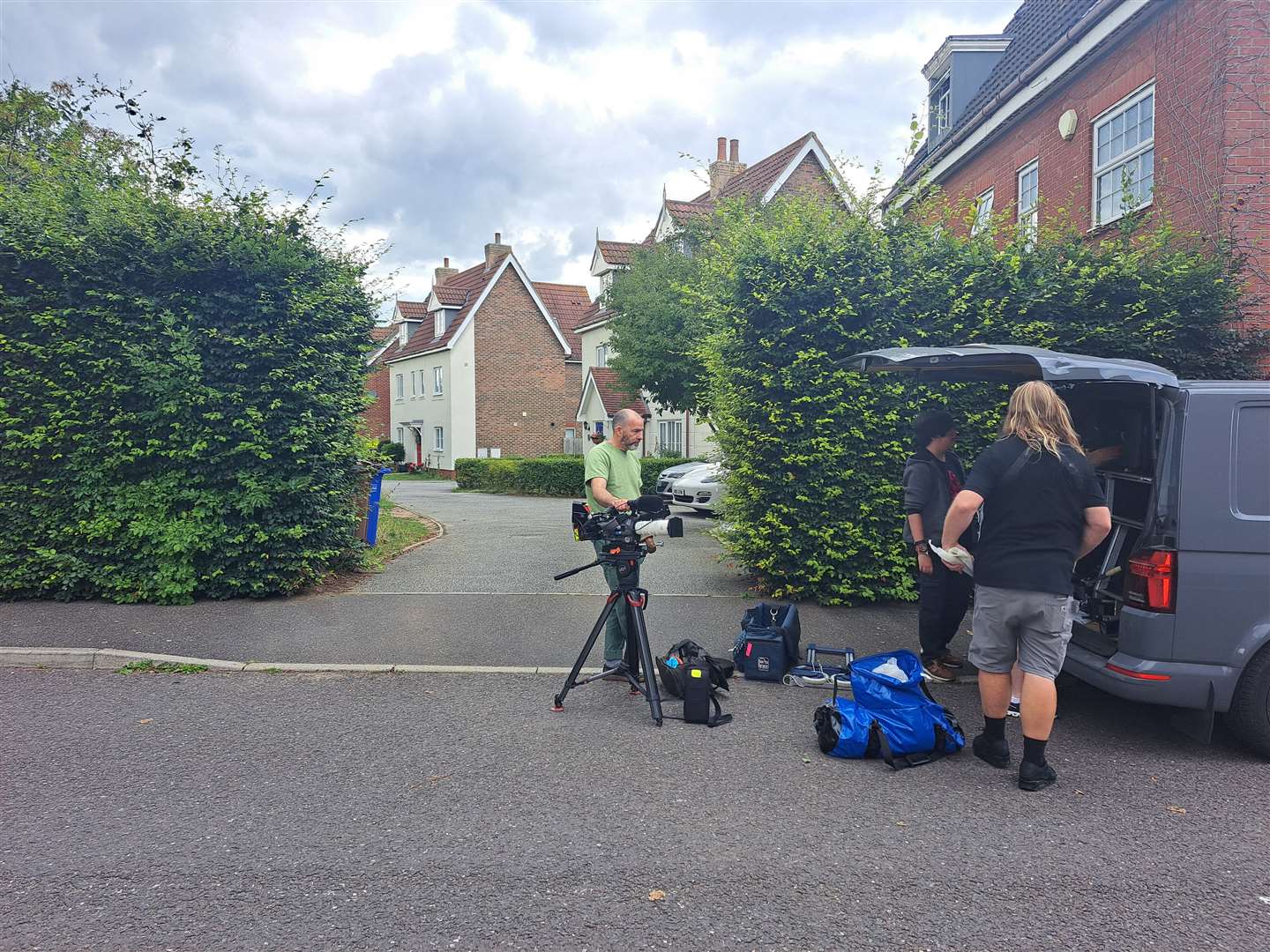 A film crew and Rylan Clarke were spotted in Kingfisher Road Bury St Edmunds back in July. Picture: Ash Jones