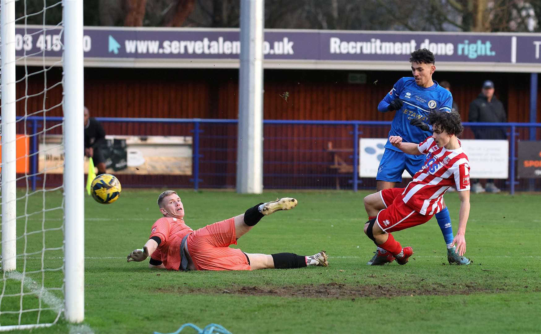 Max Maughn sees his shot go into the net to level the scores at 1-1 Picture: Richard Marsham