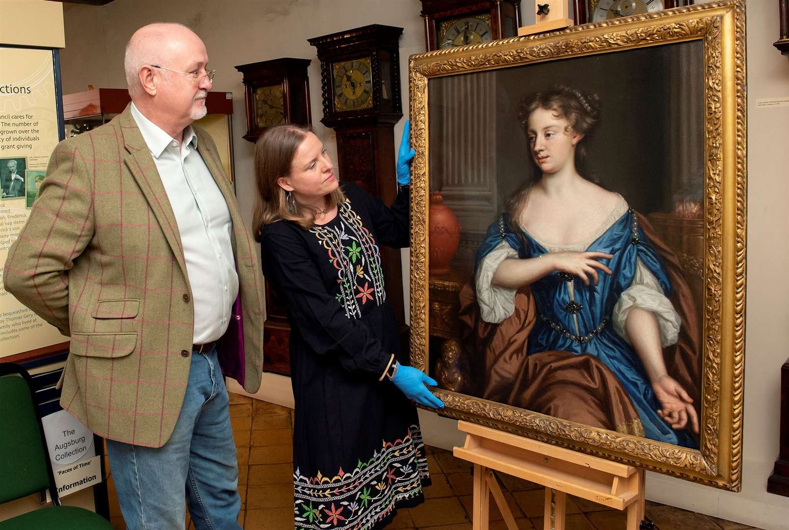 West Suffolk councillor Ian Shipp and Victoria Ryall from Moyses Hall with a self portrait by Mary Beale. Picture: Mecha Morton