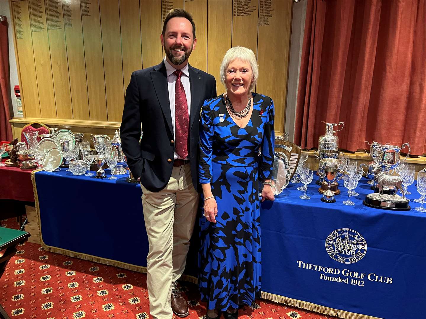 Thetford club captain Jason Huggins and Ladies’ captain Vicki Smith at the club's Annual Prize Giving Picture: Ellie Walton