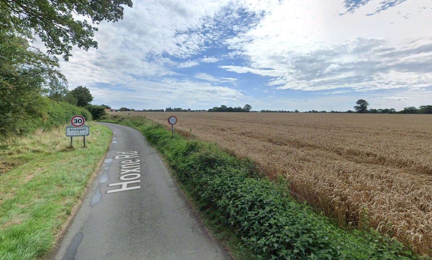 Hoxne Road, Syleham, near Eye, where a shed at a property was broken into and four bicycles stolen. Picture: Google Maps