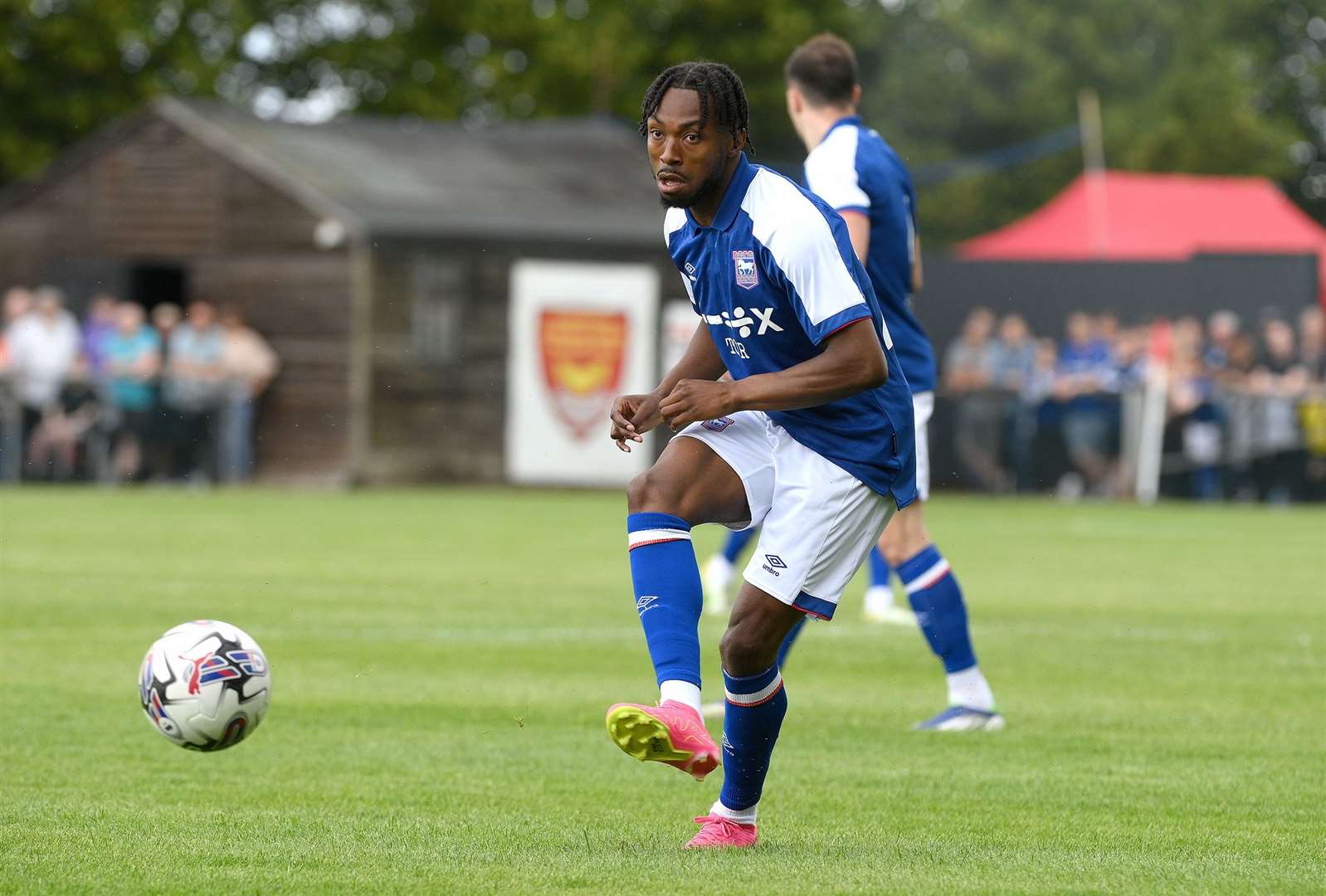 Kyle Edwards in action for Ipswich Town in their opening pre-season fixture at Felixstowe & Walton United Picture: Mecha Morton