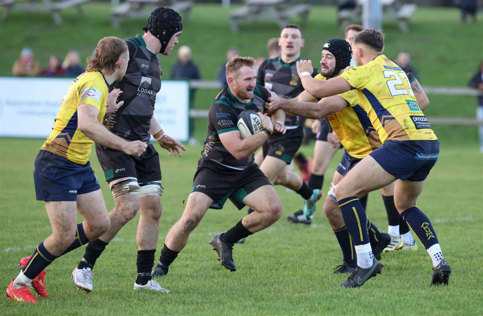 Ben Leng has his shirt grabbed as he looks to gain ground on a run forward Picture: Richard Marsham