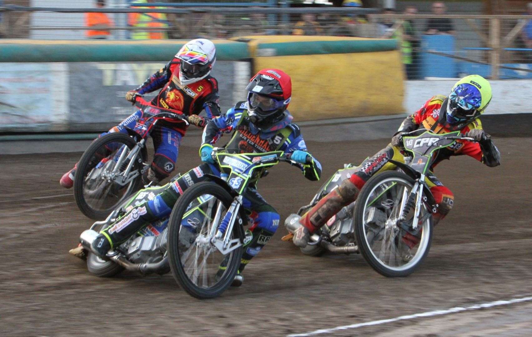 Jacob Hook, Jody Scott and Vinnie Foord in action as Mildenhall Fen Tigers were defeated on Sunday Picture: Derek Leader