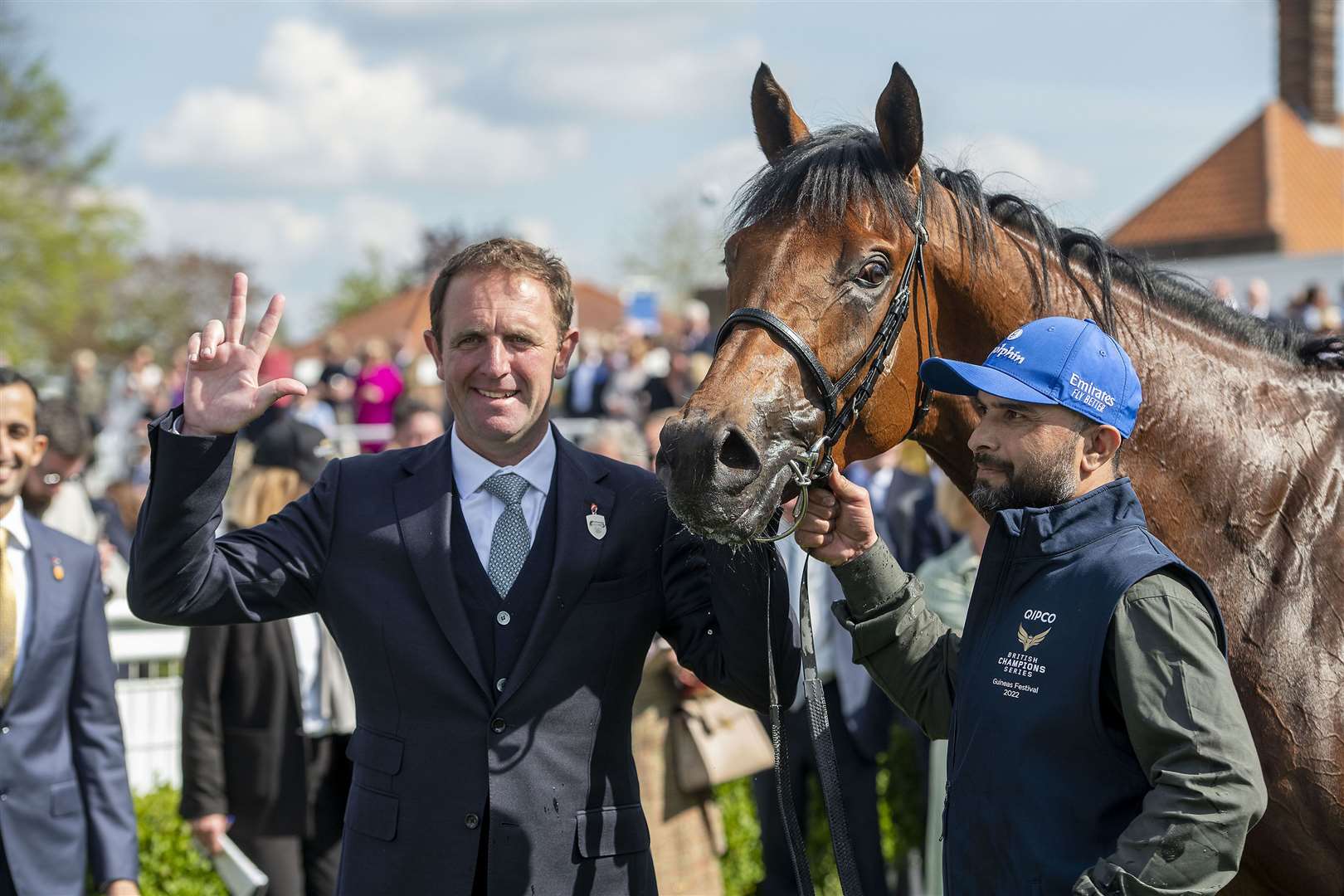 Charlie Appleby celebrates Coroebus' victory in the QIPCO 2,000 Guineas. Picture: Mark Westley