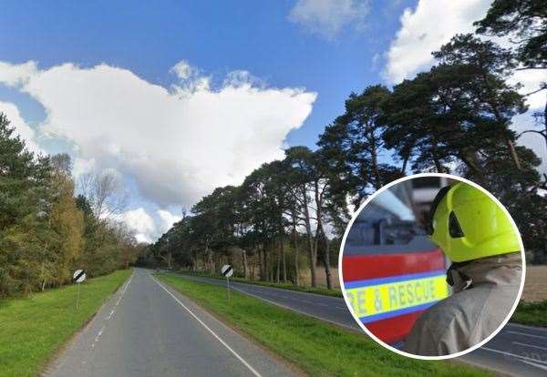 Fire crews rescued a person yesterday evening on the B1106 at Elveden. Picture: Google Maps/iStock