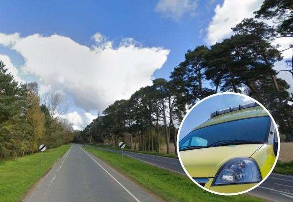 Emergency services were called yesterday evening to a three-vehicle crash on the B1106 in Elveden. Picture: Google Maps/iStock
