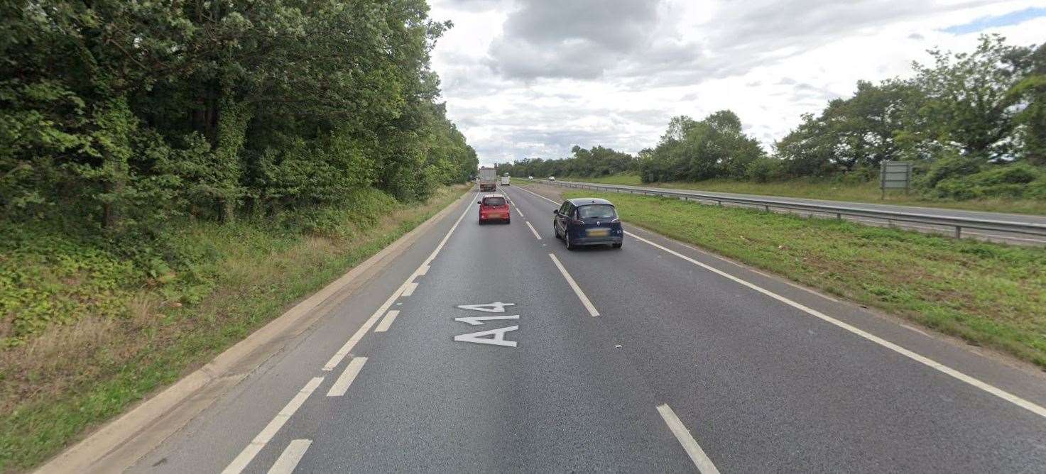 Police were alerted at 7.56am to the incident involving a van on the A14 eastbound at Coddenham. Picture: Google