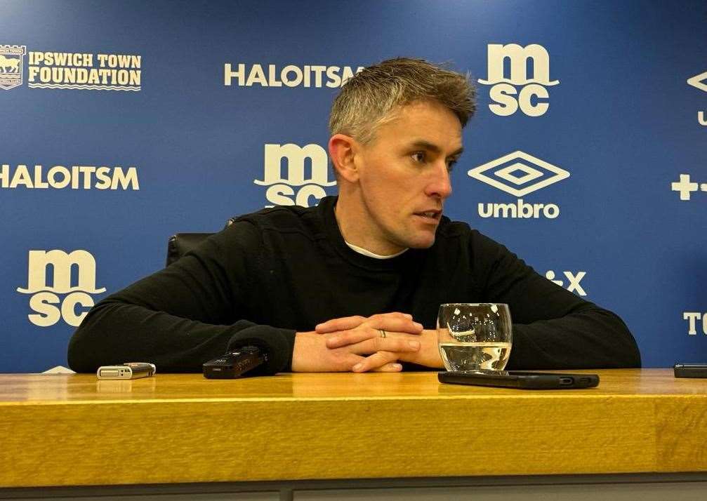 Ipswich Town manager Kieran McKenna addresses the media after his side's 2-1 victory against Sunderland Picture: Phil Ham