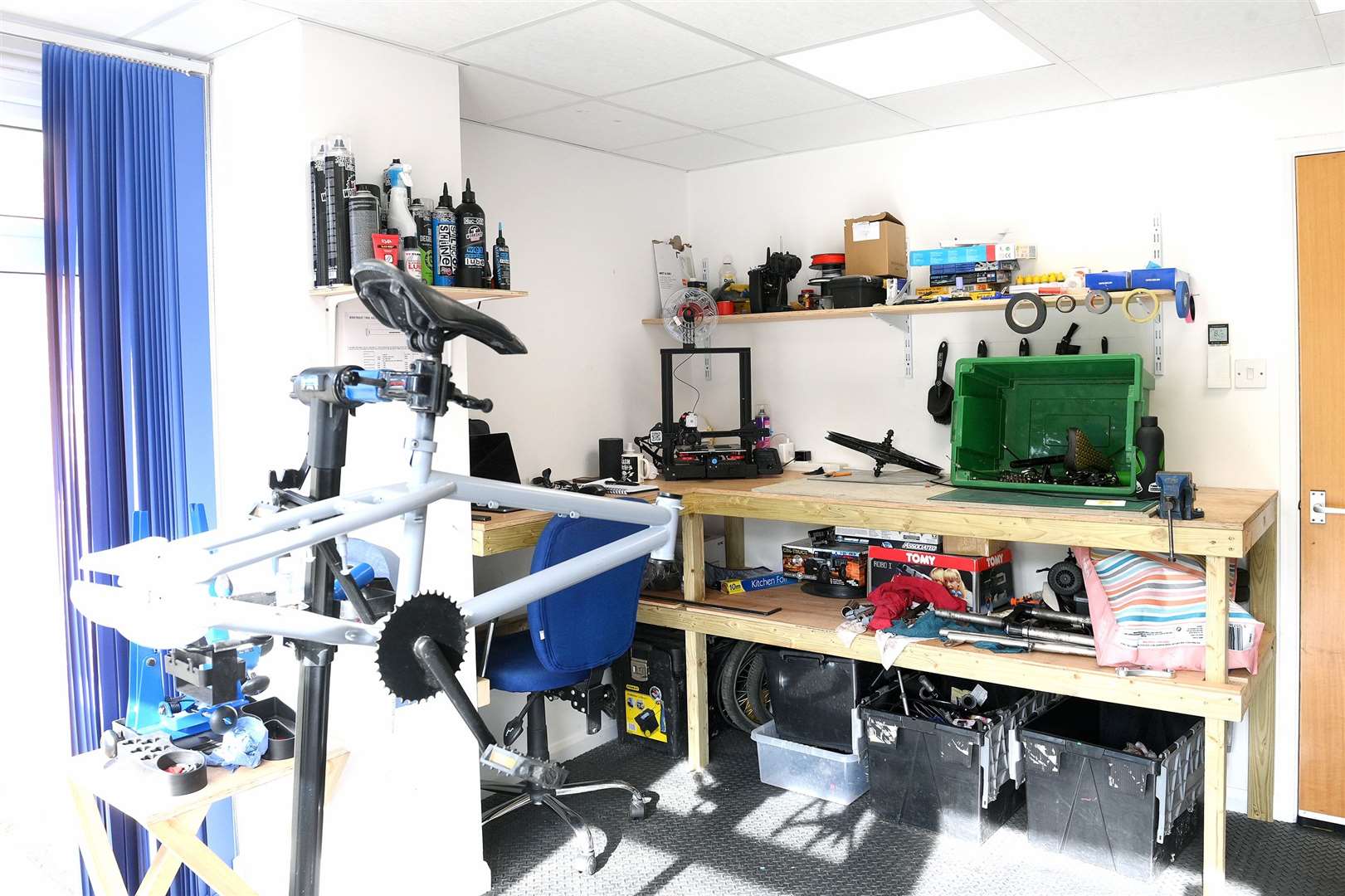 A corner of the well-equipped bike workshop, Picture: Mecha Morton