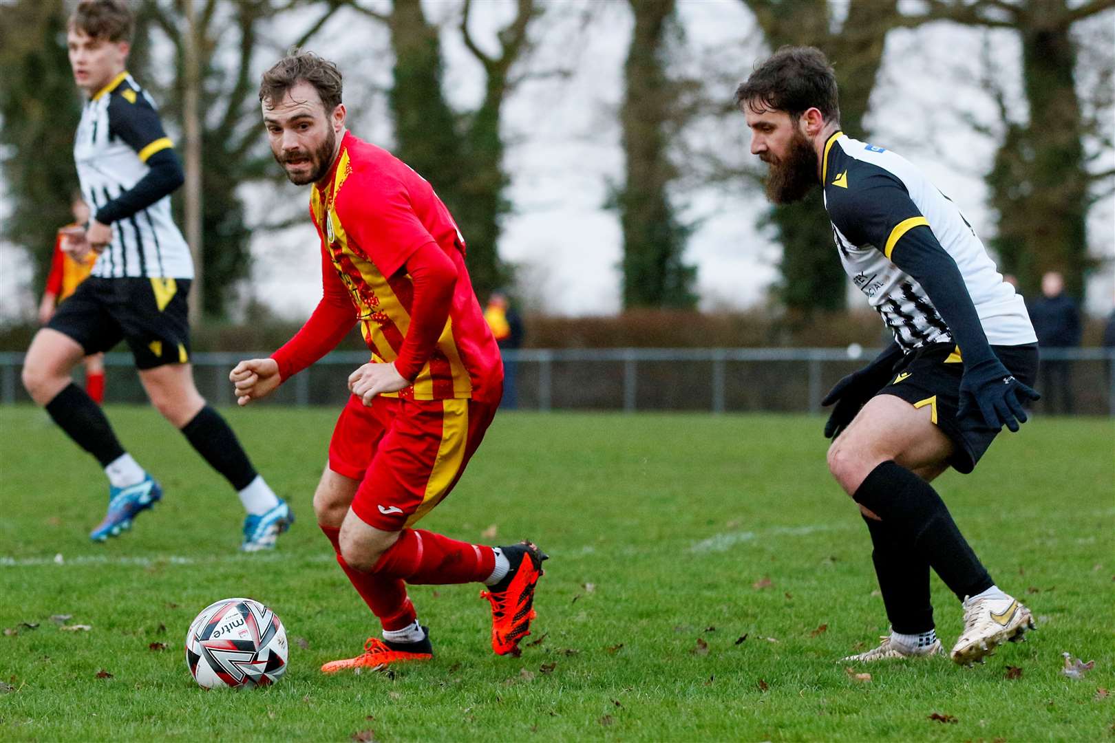 Scott Chaplin in action as Walsham and Harleston shared the points on Saturday Picture: Mark Bullimore
