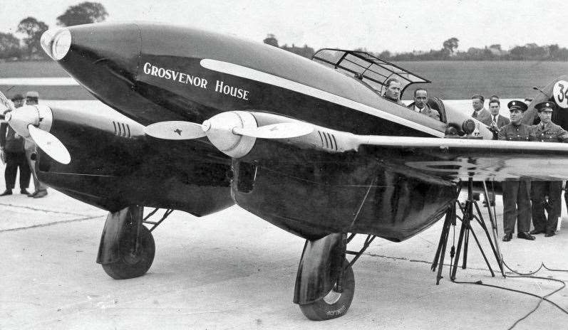 The winning aircraft Grosvenor House on the ground at Mildenhall before the race. Photo Mildenhall Museum.