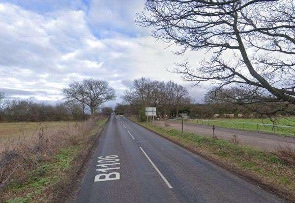 The B1106 Mill Road in Great Barton, Bury St Edmunds. Picture: Google Maps
