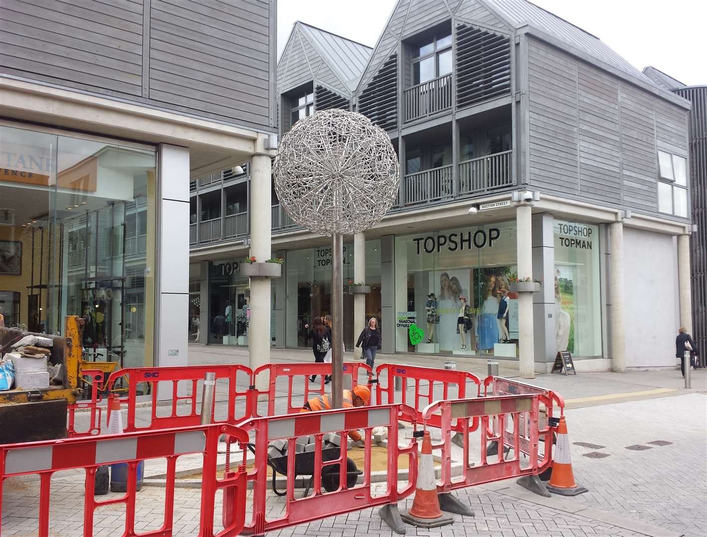 A metal trees being installed by the arc in St Andrew's Street South, Bury St Edmunds, in 2015. Picture: Bury Free Press