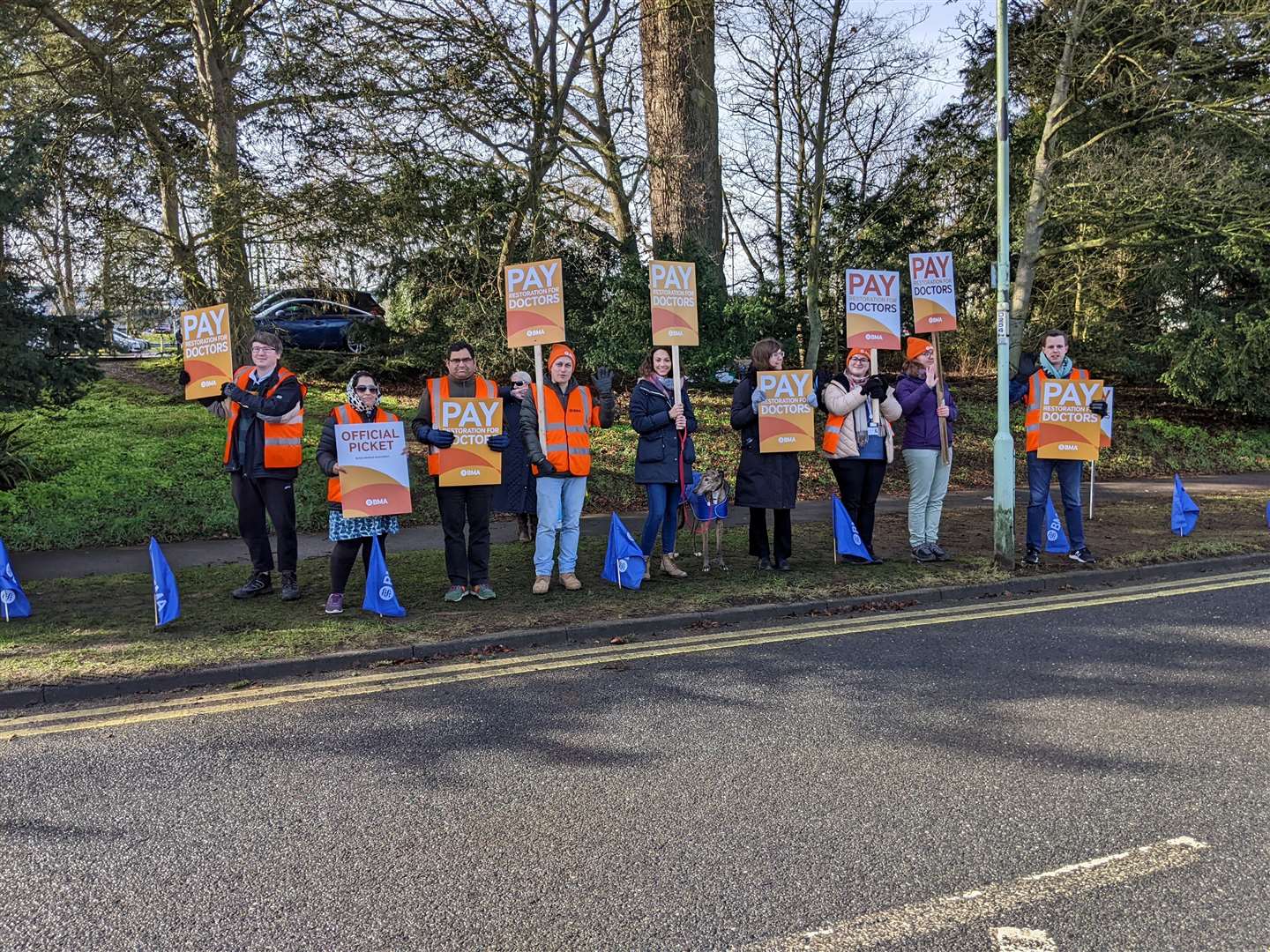 Junior doctors on the BMA picket line outside West Suffolk Hospital earlier this year. Picture: Suzanne Day