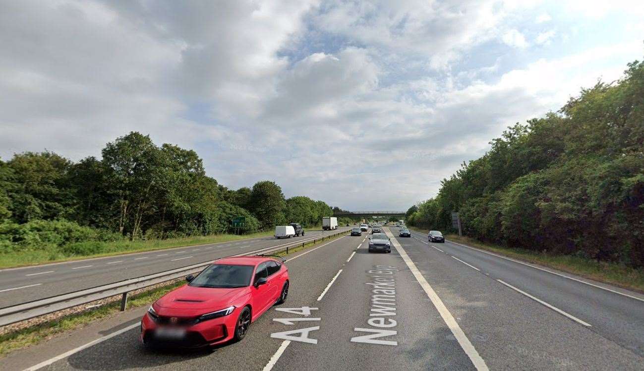 There are major delays on the A14 near Newmarket this morning. Picture: Google Maps