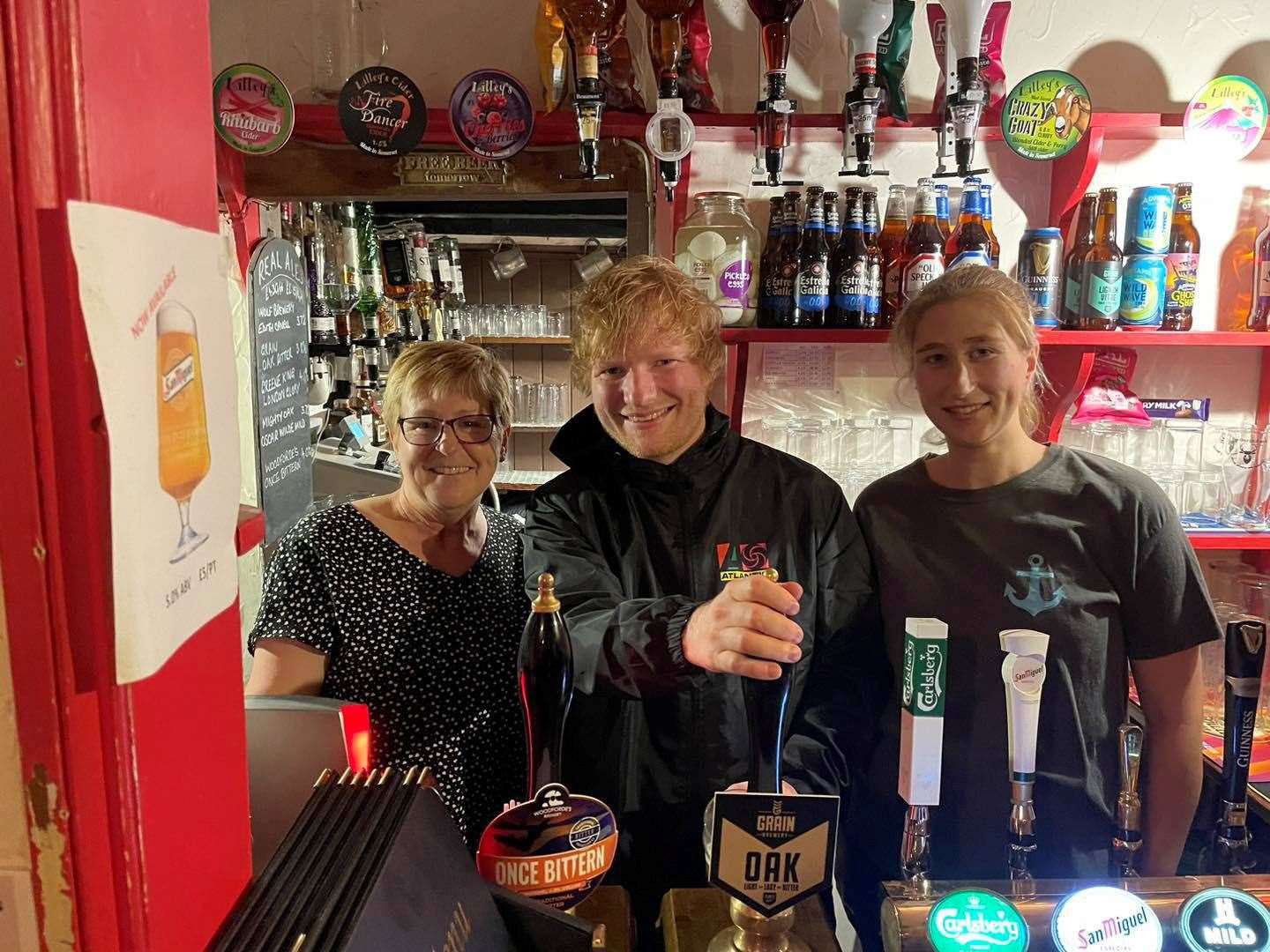 The Rumburgh Buck in Mill Road, Halesworth, near Southwold, gets a surprise visit from the superstar Ed Sheeran over the weekend. Picture: The Rumburgh Buck
