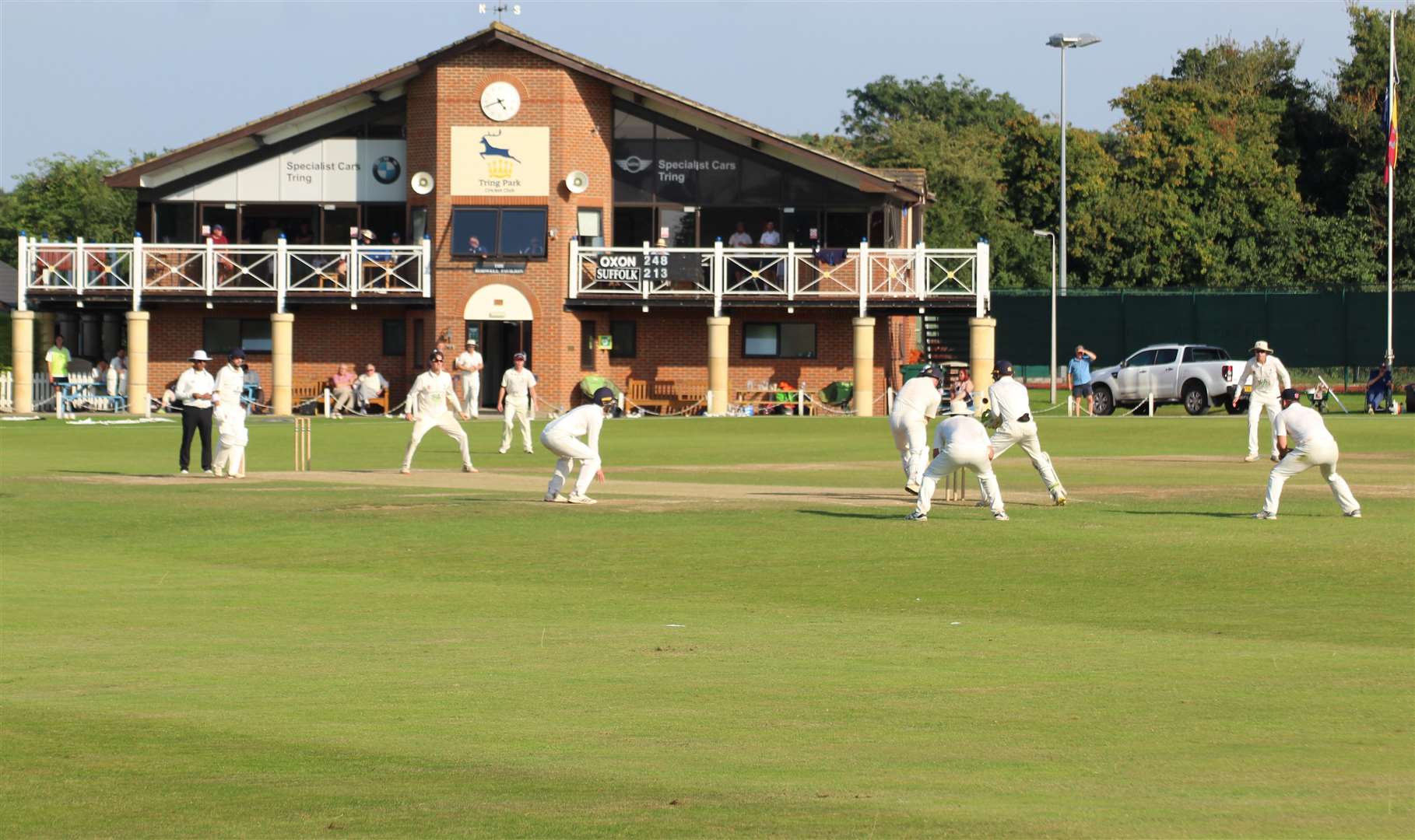 Suffolk fielding against Oxfordshire in the 2021 play-off final at Tring Park CC, where they will face current National Counties champions Buckinghamshire in their opening three-day fixture next season. Picture: Nick Garnham