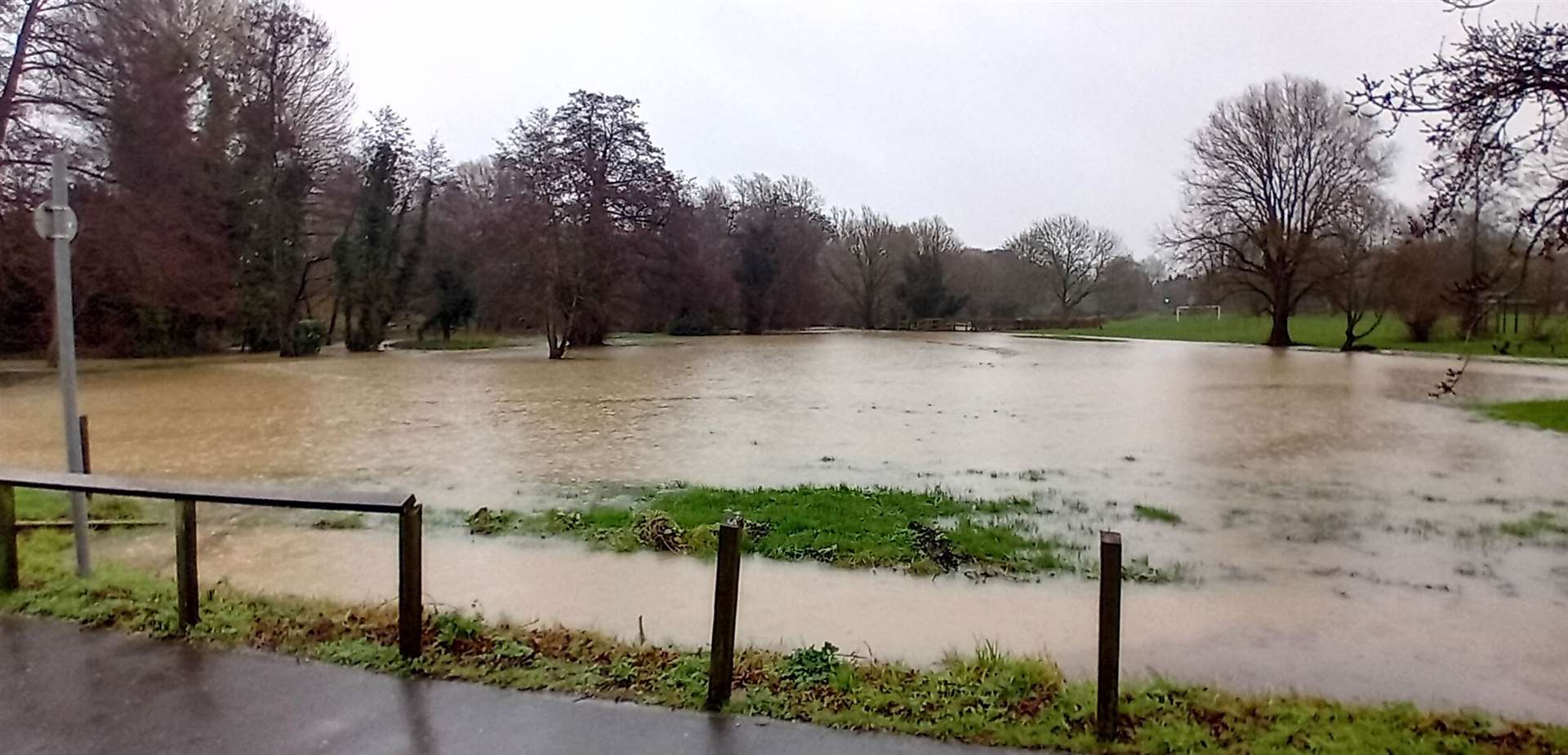 Flooding in Combs Ford earlier today. Picture: Stowmarket Police