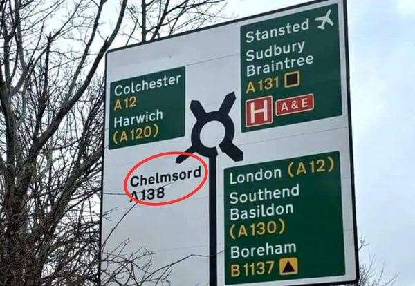 A new road sign heading towards Sudbury includes a spelling mistake. Picture: Stuart Poole