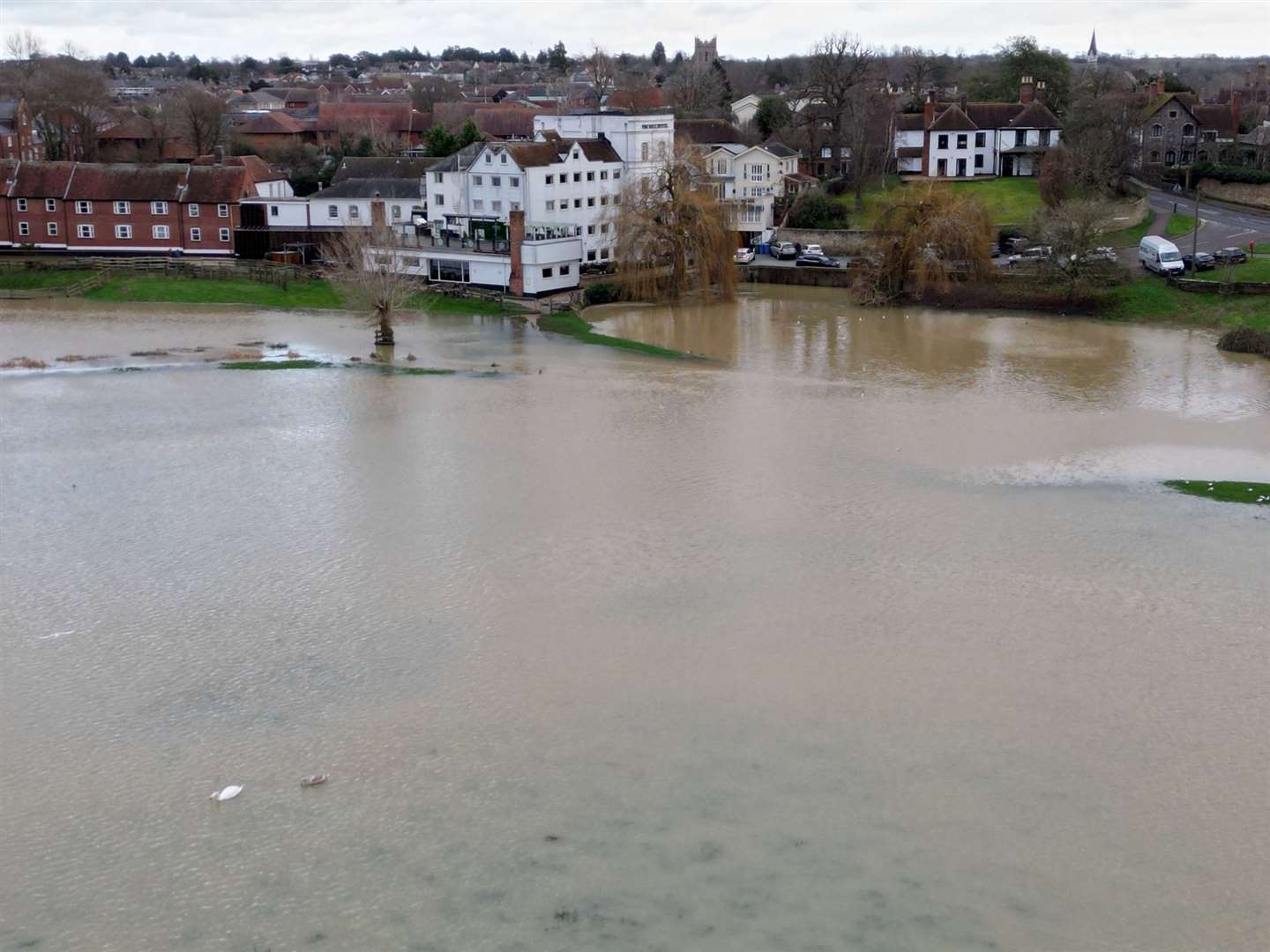 The water edged very close to The Mill Hotel. Picture: Andy Rushworth