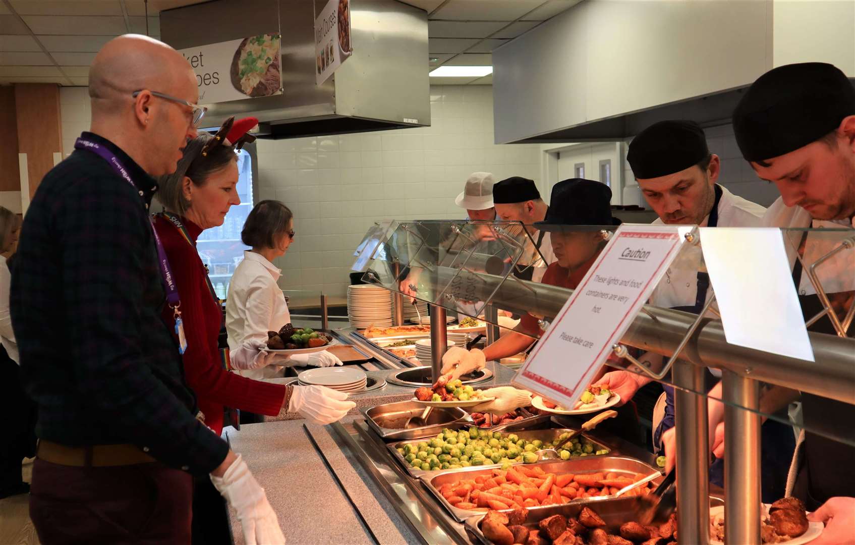 Catering staff at West Suffolk Hospital in Bury St Edmunds served up one of its big festive dinners last week to staff. Picture: West Suffolk NHS Foundation Trust