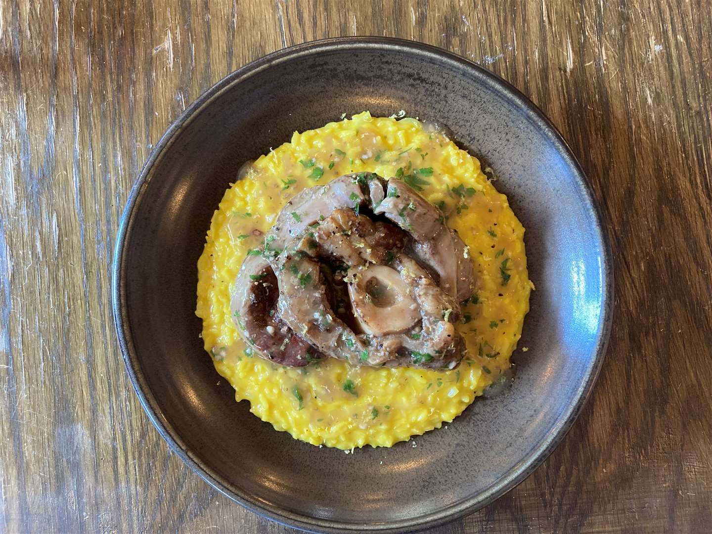 A slow-roasted main course marvel - Ossobuco alla Milanese. Picture: Kev Hurst