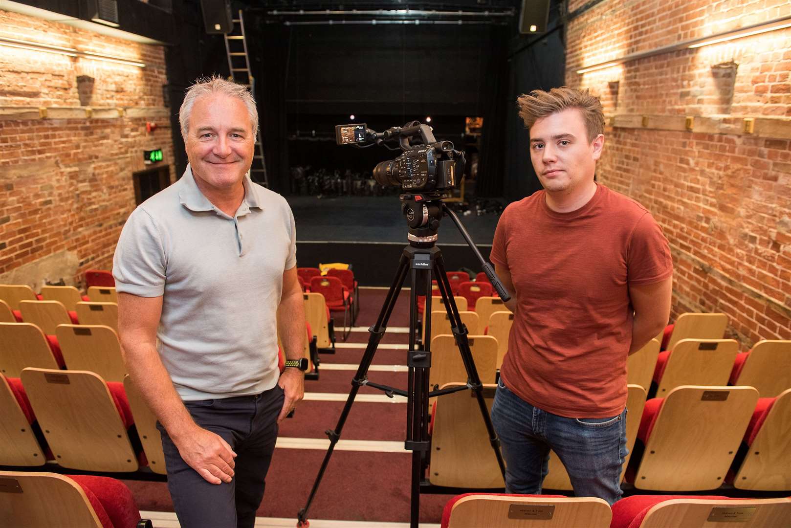The Quay Sudbury is encouraging the community to get involved in a series of upcoming projects, which the theatre will be streaming on their new website as part of a new project to generate funds, while providing a virtual entertainment experience..Paul Press, chairman of the trustees at the Quay with Quay cameraman Dan Newman. Picture by Mark Westley. (39867417)