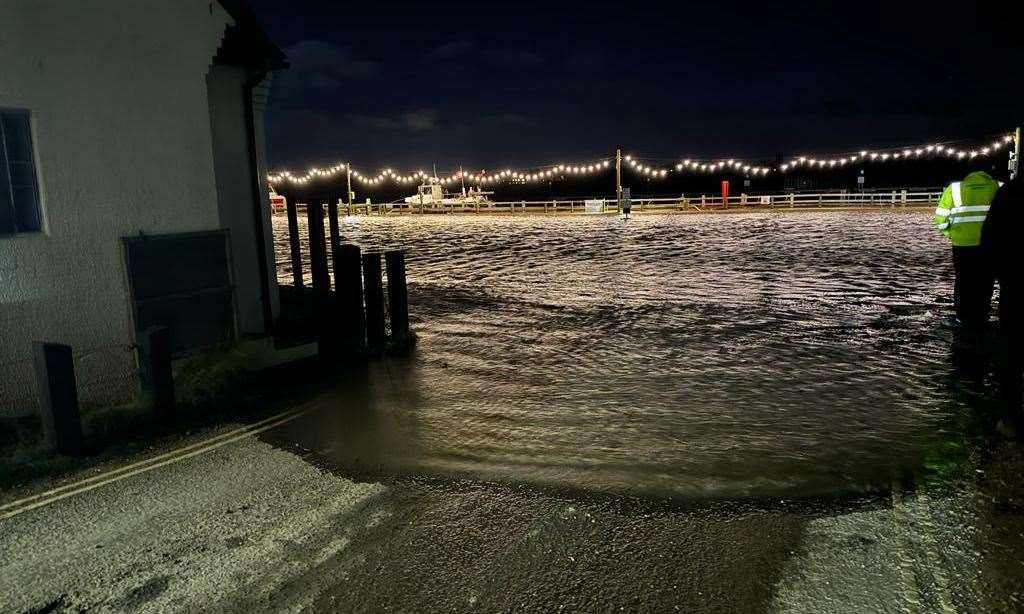 The surge tide came dangerously close at Southwold Harbour last night (December 21). Picture: David Beavan