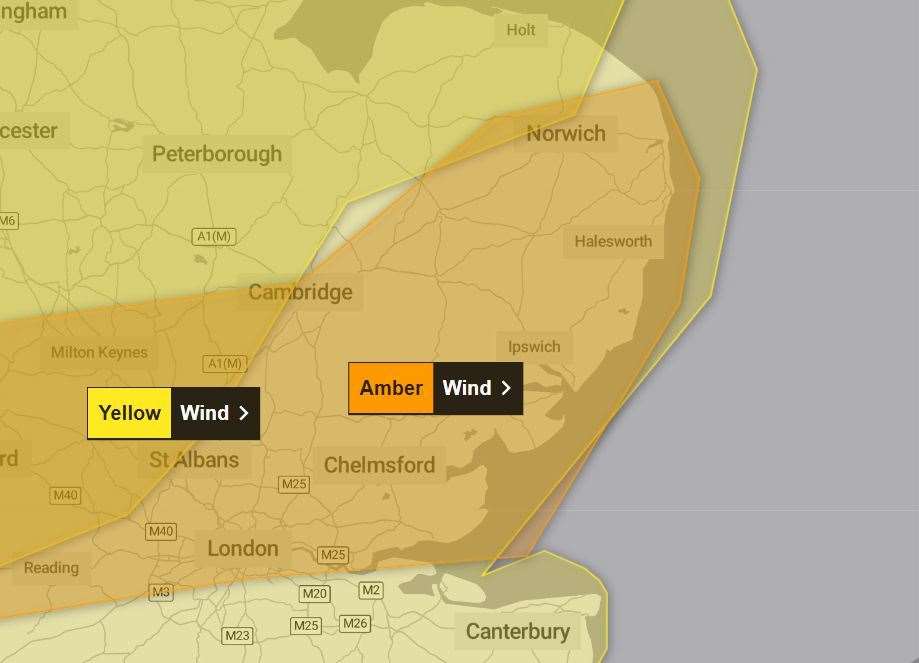 An amber alert for weather is in place due to Storm Henk. Picture: Met Office