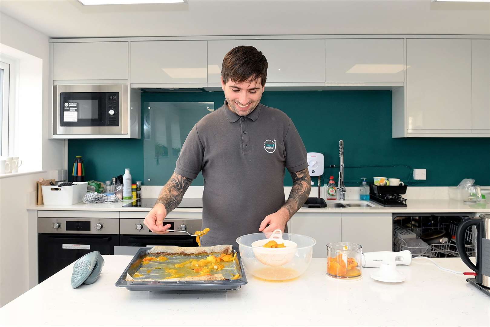 Cookery mentor Scott Broad in the brand new kitchen. Picture: Mecha Morton
