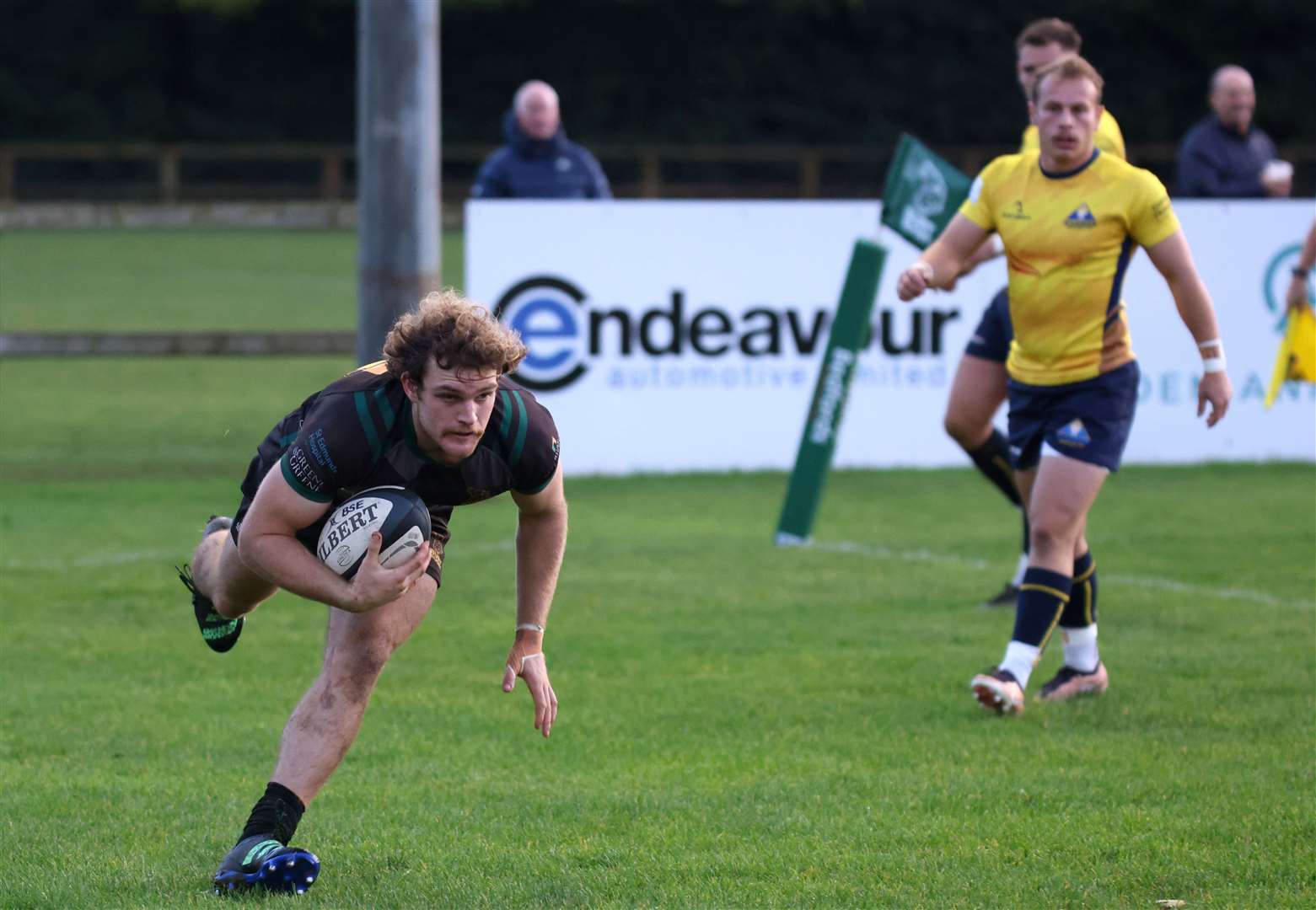 Harry Barker runs in for one of his two tries Picture: Richard Marsham