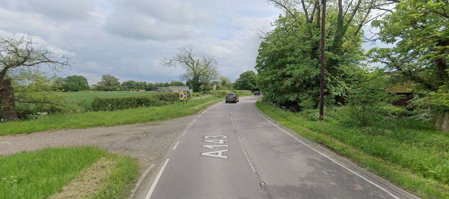 Police were alerted by the ambulance service to the incident just off the A143 in Stradishall, between Bury St Edmunds and Haverhill, at about 8.20am. Picture: Google