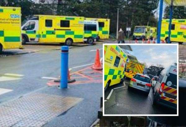 Ambulances outside West Suffolk Hospital in Bury St Edmunds on January 2. Picture: Submitted