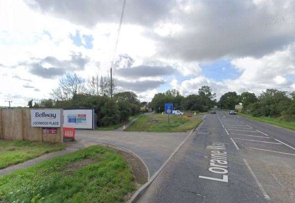 Loraine Way in Bramford with signs for the Lockwood Place development. Picture: Google Maps